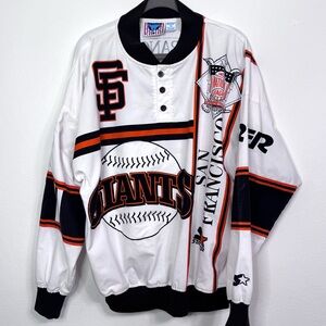 RARE Vintage San Francisco Giants STARTER All Over Print Jacket Shirt XL 80’s